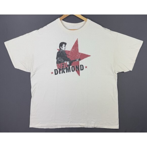 Vintage Y2K Neil Diamond Guitar Band Tee Concert Album Promo Shirt Rare - Picture 1 of 11